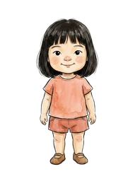Long Black Hair Girl, Bangs