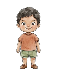 Short Black Hair Boy, Warm Skin