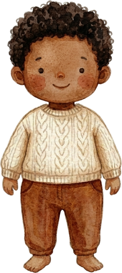 Coily Dark Brown Hair Boy - Toddler