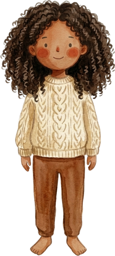 Coily Dark Brown Hair Girl - Child