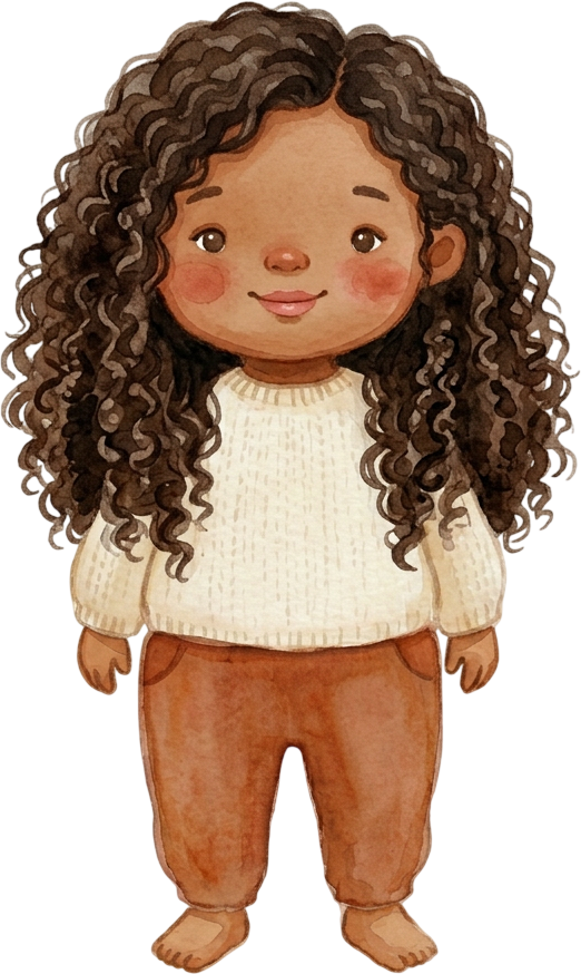 Coily Dark Brown Hair Girl - Toddler