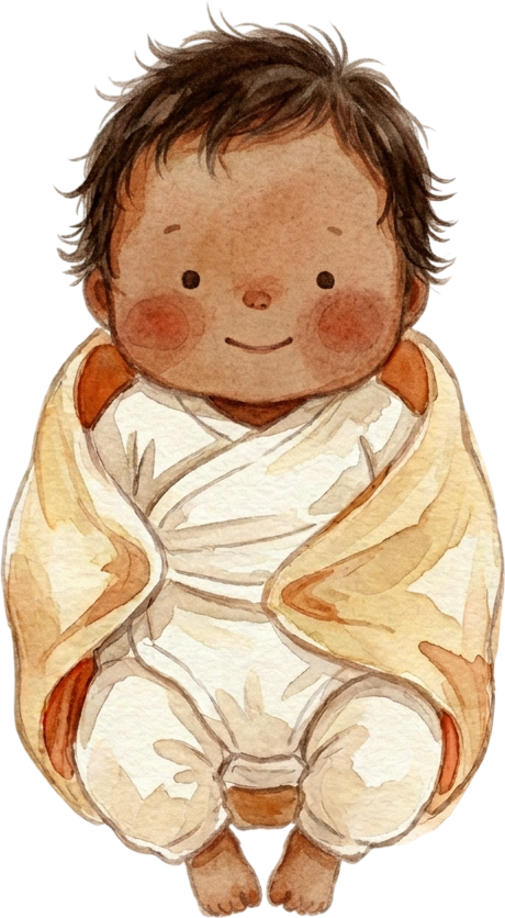 Coily Dark Brown Hair Newborn