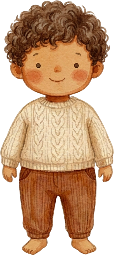 Curly Brown Hair Boy - Toddler