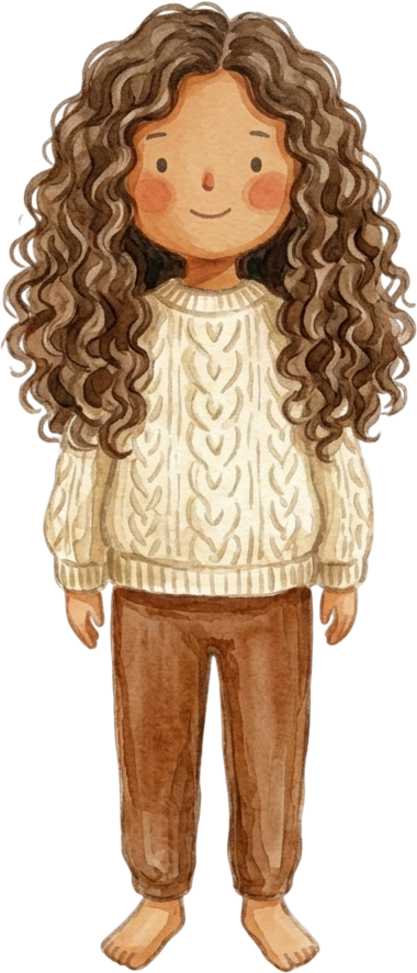 Curly Brown Hair Girl - Child