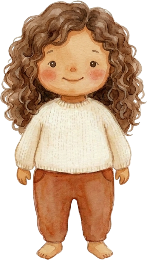 Curly Brown Hair Girl - Toddler