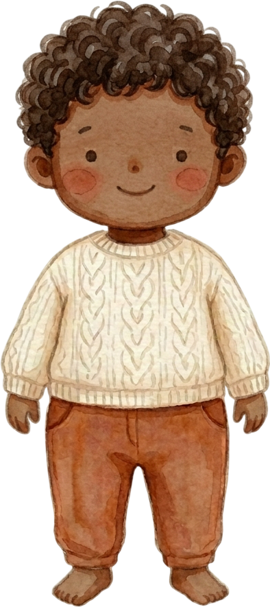 Curly Dark Brown Hair Boy - Toddler