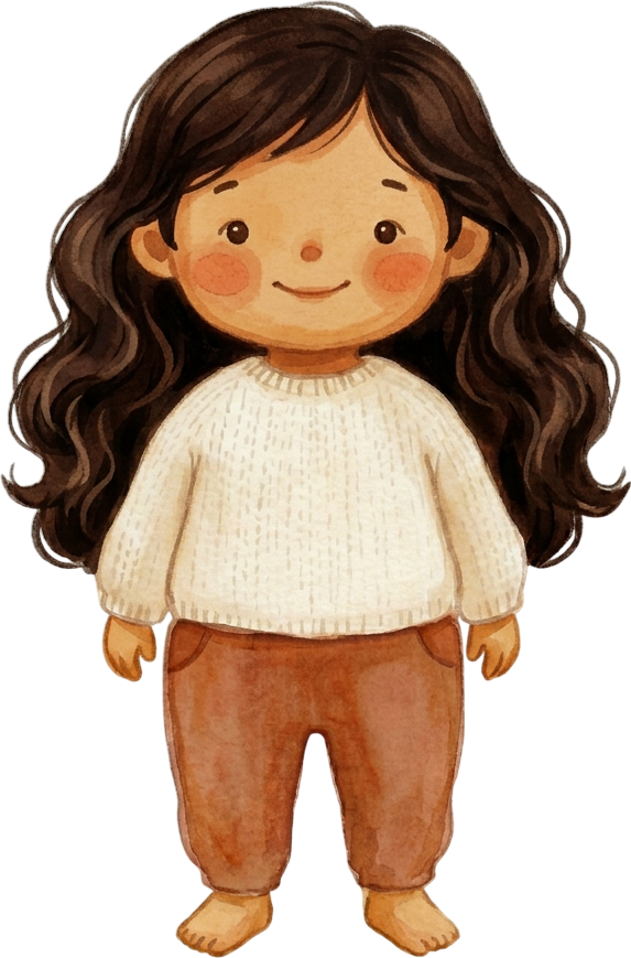 Ponytail Dark Brown Hair Girl - Toddler