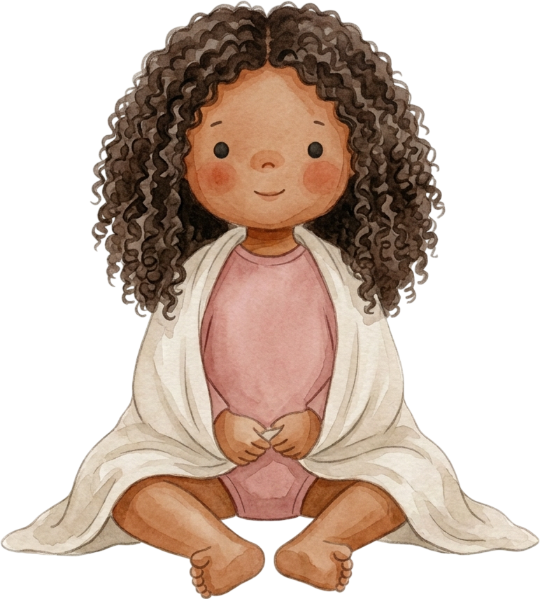 Coily Dark Brown Hair Girl - Child