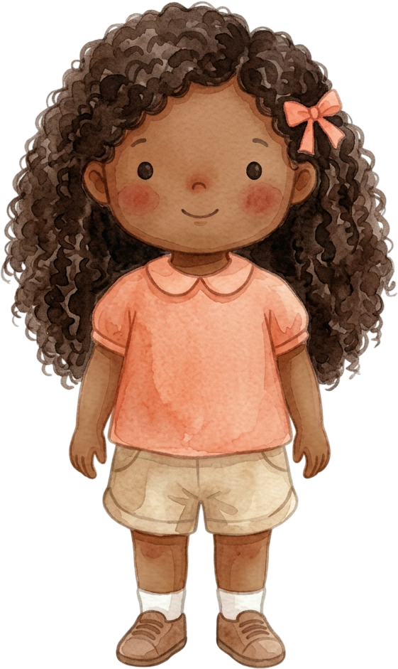 Coily Dark Brown Hair Girl - Toddler