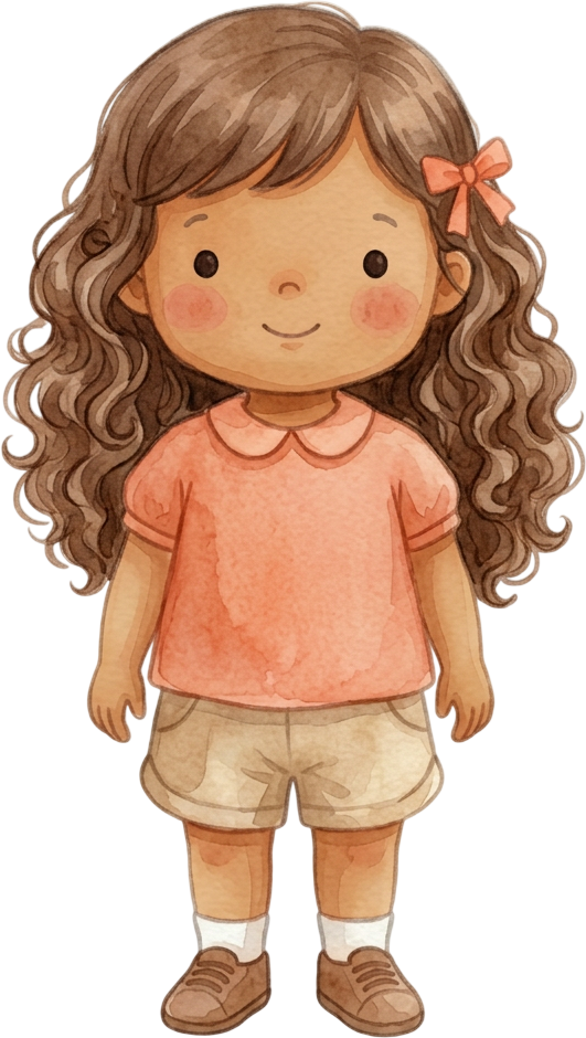 Curly Brown Hair Girl - Toddler