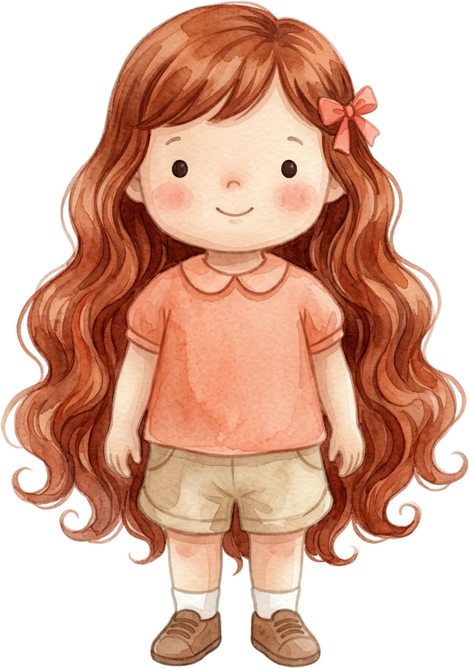 Wavy Auburn Hair Girl - Toddler