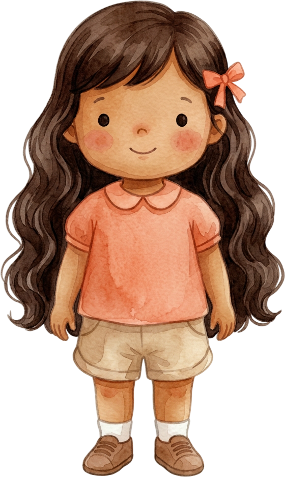 Ponytail Dark Brown Hair Girl - Toddler
